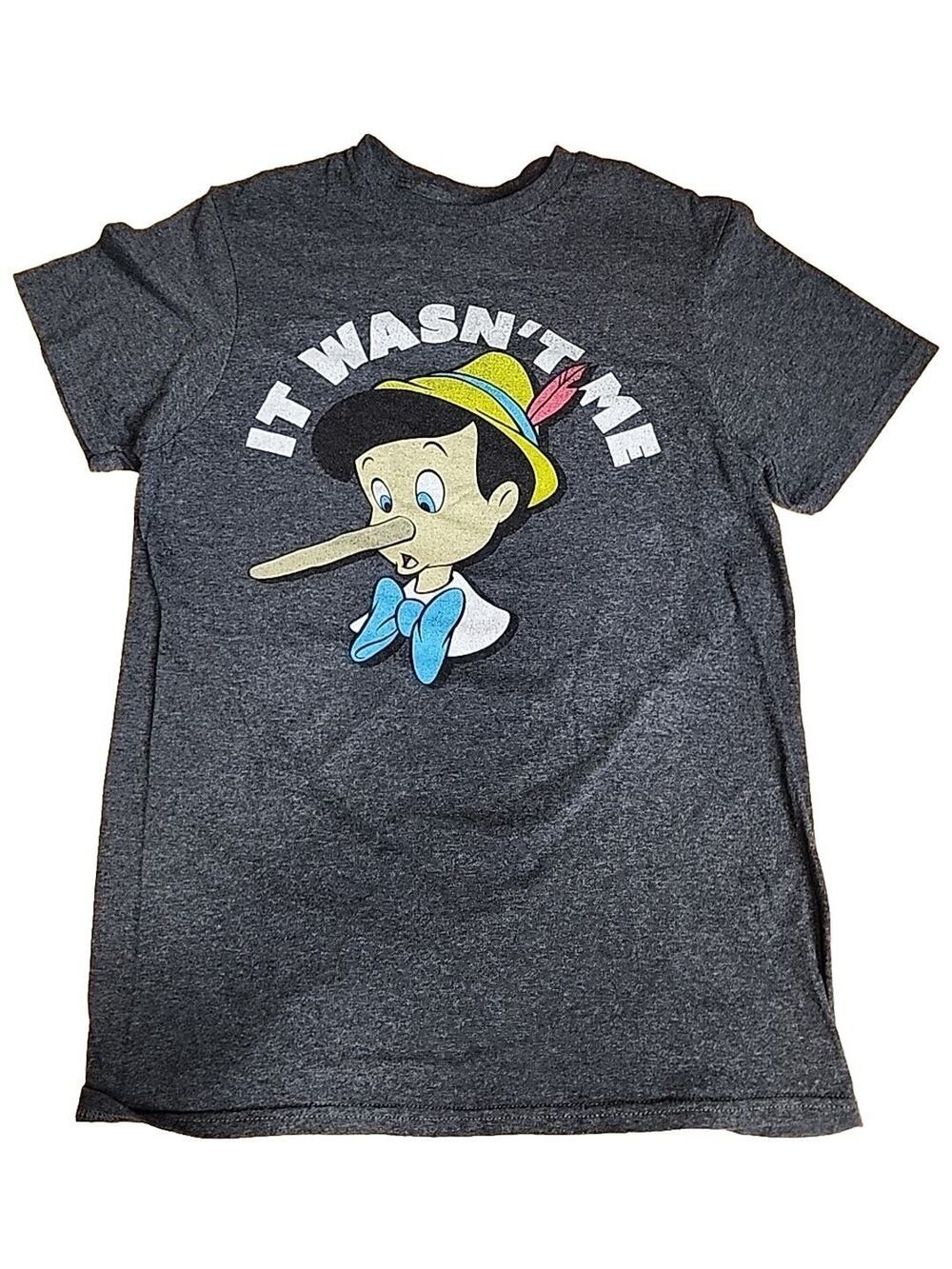 Disney Pinocchio "It Wasn't Me" TShirt Small Dark Grey
